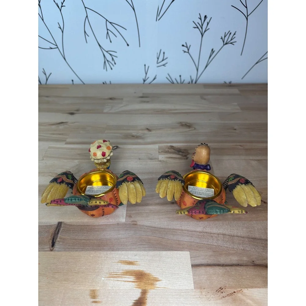 Home Interiors Turkey Tealight Candle Holders Fall Thanksgiving Decor Set 12704